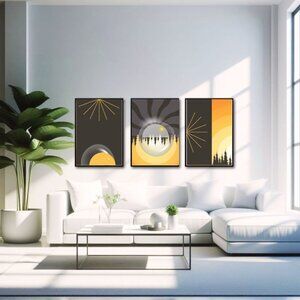 Tranquil Sunset Scenes, Golden Hour Nature Wall Decor, Set of 3 Digital Prints,